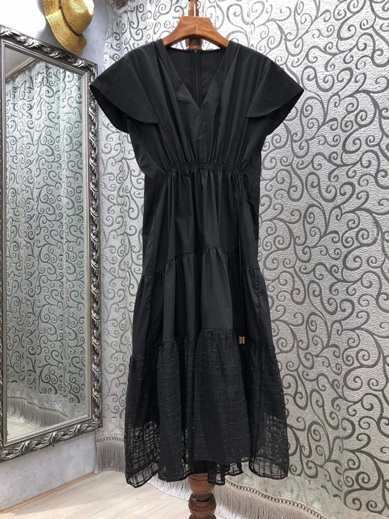 2021 spring new women's fashion V-neck back zipper decorative hem stitching waist solid color dress 303
2021 spring new women's fashion V-neck back zipper decorative hem stitching waist solid color dress 303