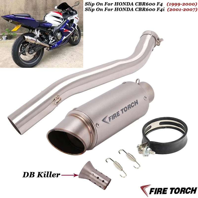 

For Honda CBR600 F4 1999-2000 CBR600 F4i 2001-2007 Motorcycle Exhaust Silencer Modified Escape Muffler Middle Link Pipe Slip on