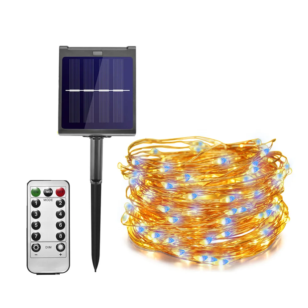 Dimmable 11m/21m warm white with Blue string lights LED Outdoor Solar Lamp for Fairy Holiday Christmas Party Garland Lights
Dimmable 11m/21m warm white with Blue string lights LED Outdoor Solar Lamp for Fairy Holiday Christmas Party Garland Lights