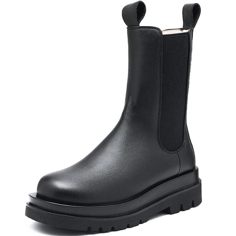 Genuine Leather Women Chelsea Boots Platform Boots Autumn Winter Shoes Black Smoke Tube Boot Fashion Ankle Boots Botas Femininas
Genuine Leather Women Chelsea Boots Platform Boots Autumn Winter Shoes Black Smoke Tube Boot Fashion Ankle Boots Botas Femininas