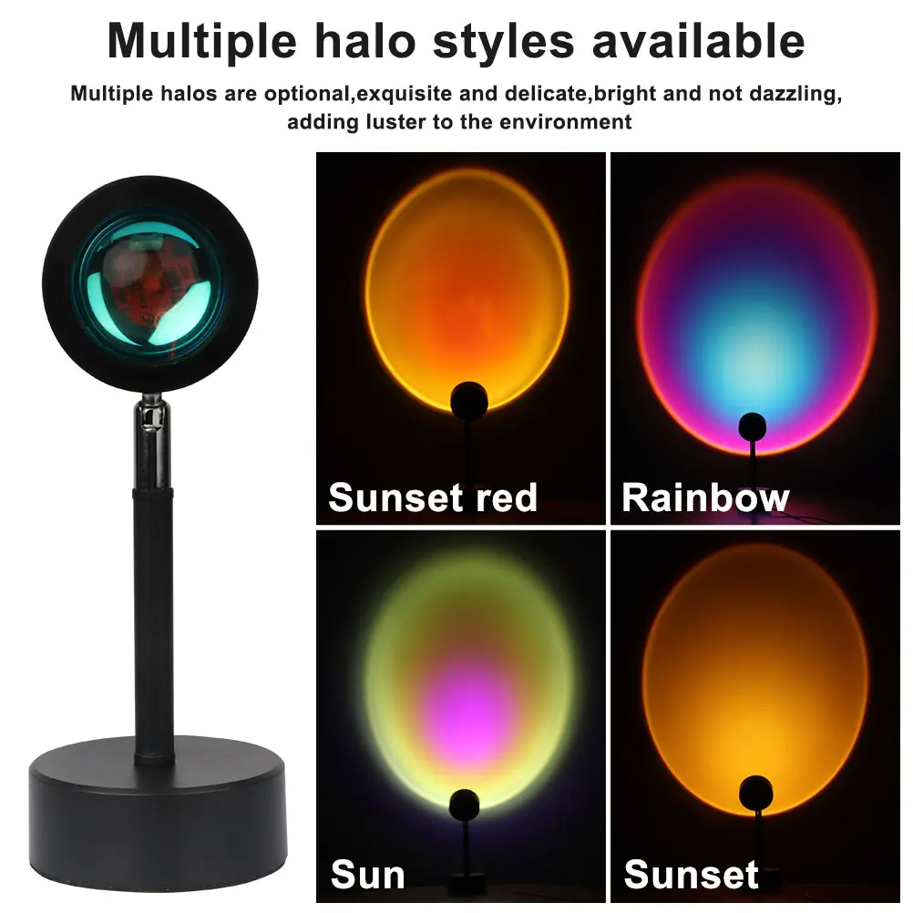 2021 USB Button Rainbow Sunset Projector Atmosphere Led Night Light Home Coffe Shop Background Wall Decoration Colorful Lamp 
2021 USB Button Rainbow Sunset Projector Atmosphere Led Night Light Home Coffe Shop Background Wall Decoration Colorful Lamp