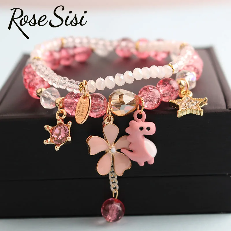 Rose sisi New arrival Korean style fresh floral burst beads women's bracelet star pendant Pink Flower jewelry for women
Rose sisi New arrival Korean style fresh floral burst beads women's bracelet star pendant Pink Flower jewelry for women