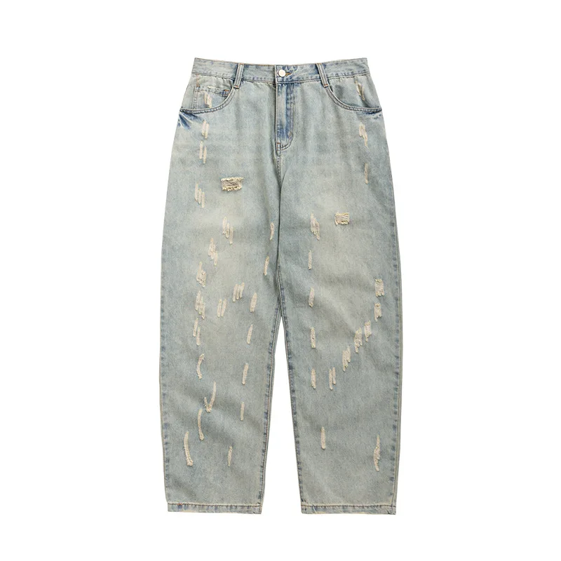 Men's Loose Fit Ripped Jeans Man Straight Leg Denim Pants for Men Washed Vintage Hip Hop Summer Autumn Distressed Jean Homme 
Men's Loose Fit Ripped Jeans Man Straight Leg Denim Pants for Men Washed Vintage Hip Hop Summer Autumn Distressed Jean Homme