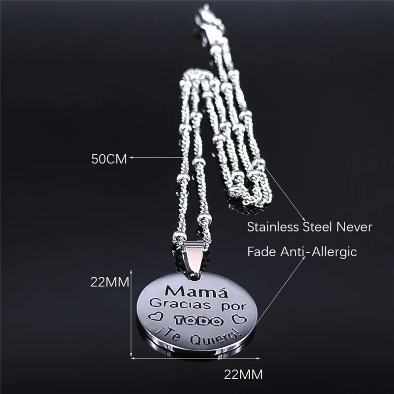 Mama Stainless Steel Silver Color Spanish Mom Small Round Charm Necklace Women Jewelry joyeria acero inoxidable N1831S01
Mama Stainless Steel Silver Color Spanish Mom Small Round Charm Necklace Women Jewelry joyeria acero inoxidable N1831S01