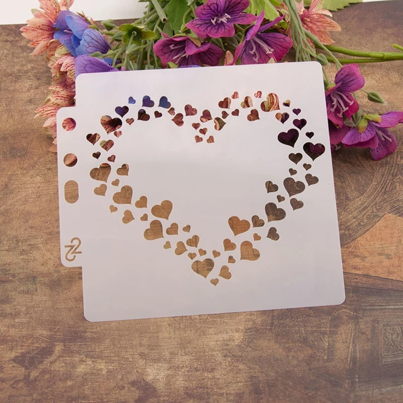 

9pcs/set Heart Airbrush Painting Stencil DIY Scrapbooking Album Craft Reusable dropship