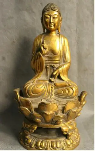 YM 304 10 "Китайский Бронзовый позолоченный храм Amitayus Shakyamuni статуя Будды Шакьямуни
