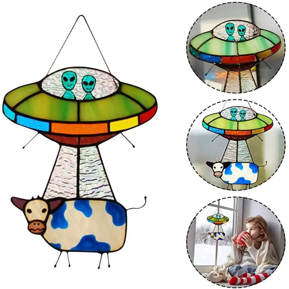 Painted UFO Pendant-Alien Cow Stained Glass Suncatcher Window Panel,Creative Painted UFO Alien Cow Decoration Gifts Hanging
Painted UFO Pendant-Alien Cow Stained Glass Suncatcher Window Panel,Creative Painted UFO Alien Cow Decoration Gifts Hanging