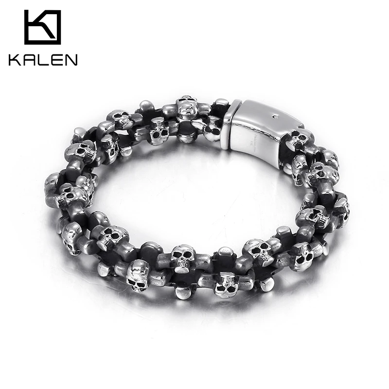 Karen Gothic Skull Bracelet Men's Stainless Steel Glossy Skull Charm Chain Punk Jewelry
Karen Gothic Skull Bracelet Men's Stainless Steel Glossy Skull Charm Chain Punk Jewelry