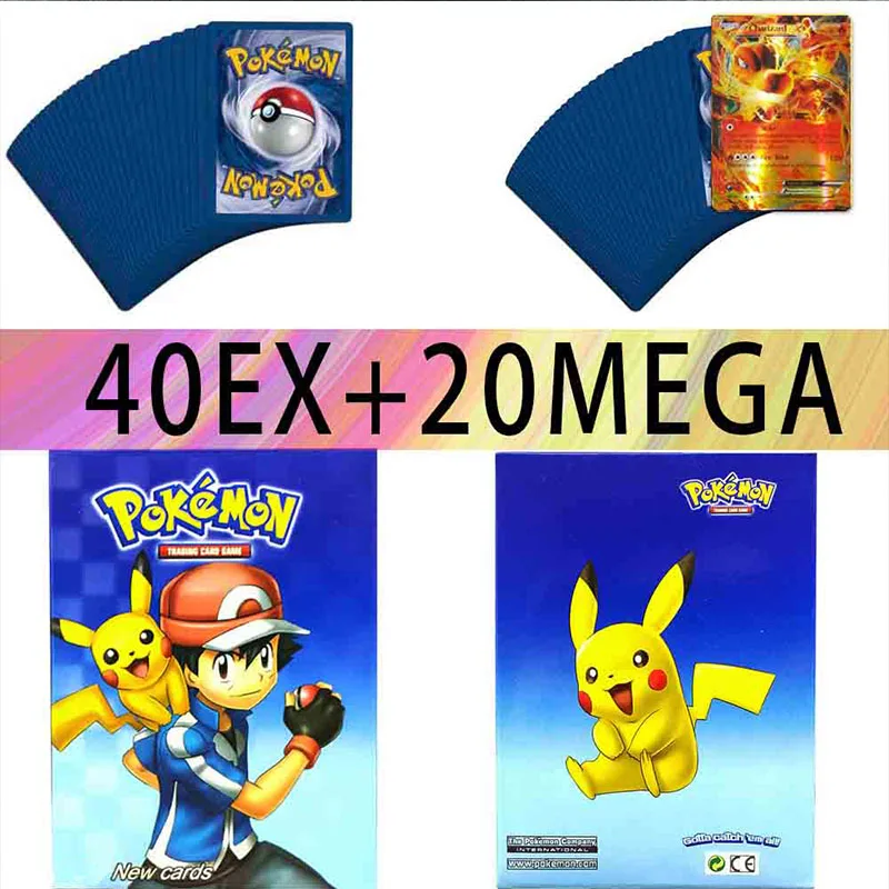 

60PCS Pokemon Cards TAKARA TOMY Game VMAX GX EX MEGA English Trading Booster Box Shining Card Kids Collection Battle Toys Gift