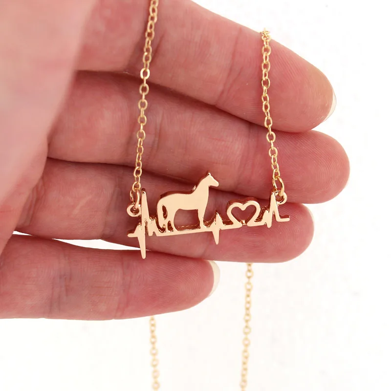 

hzew 1pcs cute Electrocardiogram con collar horse penadant necklace gift