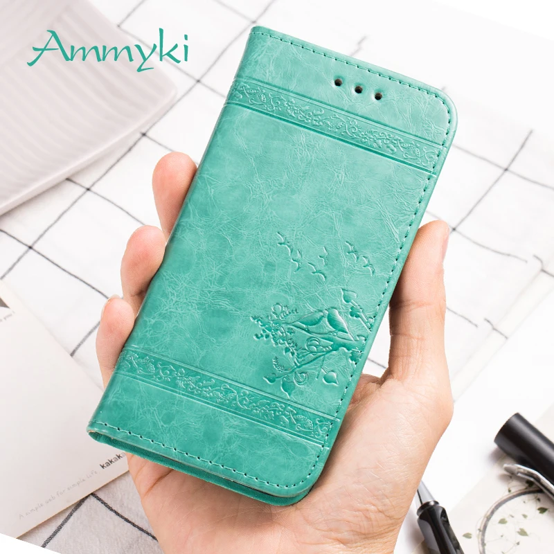 Стильный чехол для телефона AMMYKI из тонкой зернистой кожи высокого качества с