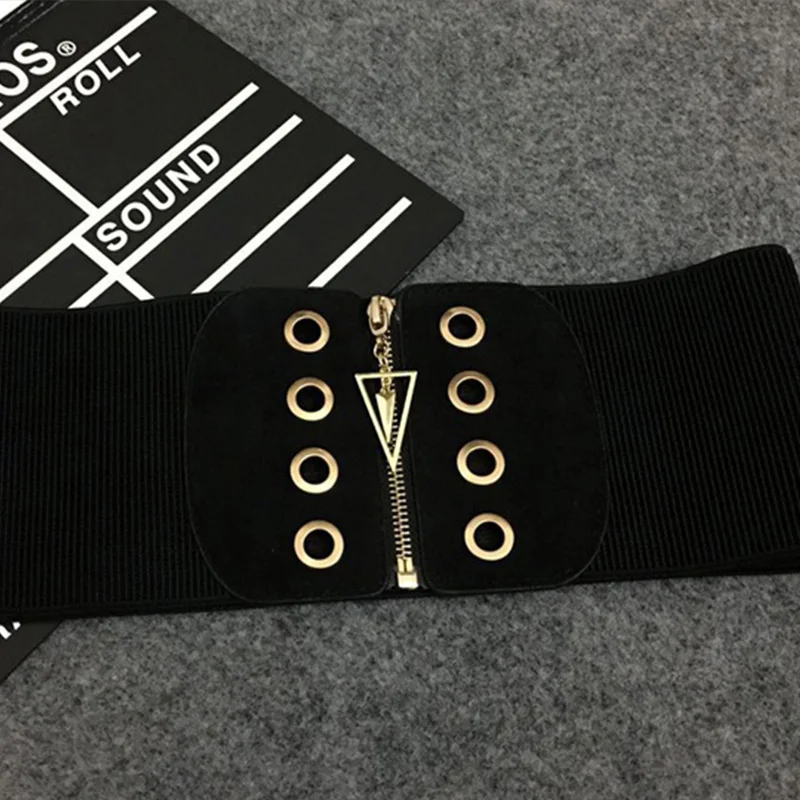 IVRESSE Wide Belt For Women Elastic Zipper Patchwork High Waist Slim Belts Spring Fashion 2019 Female Cummerbund | Аксессуары для