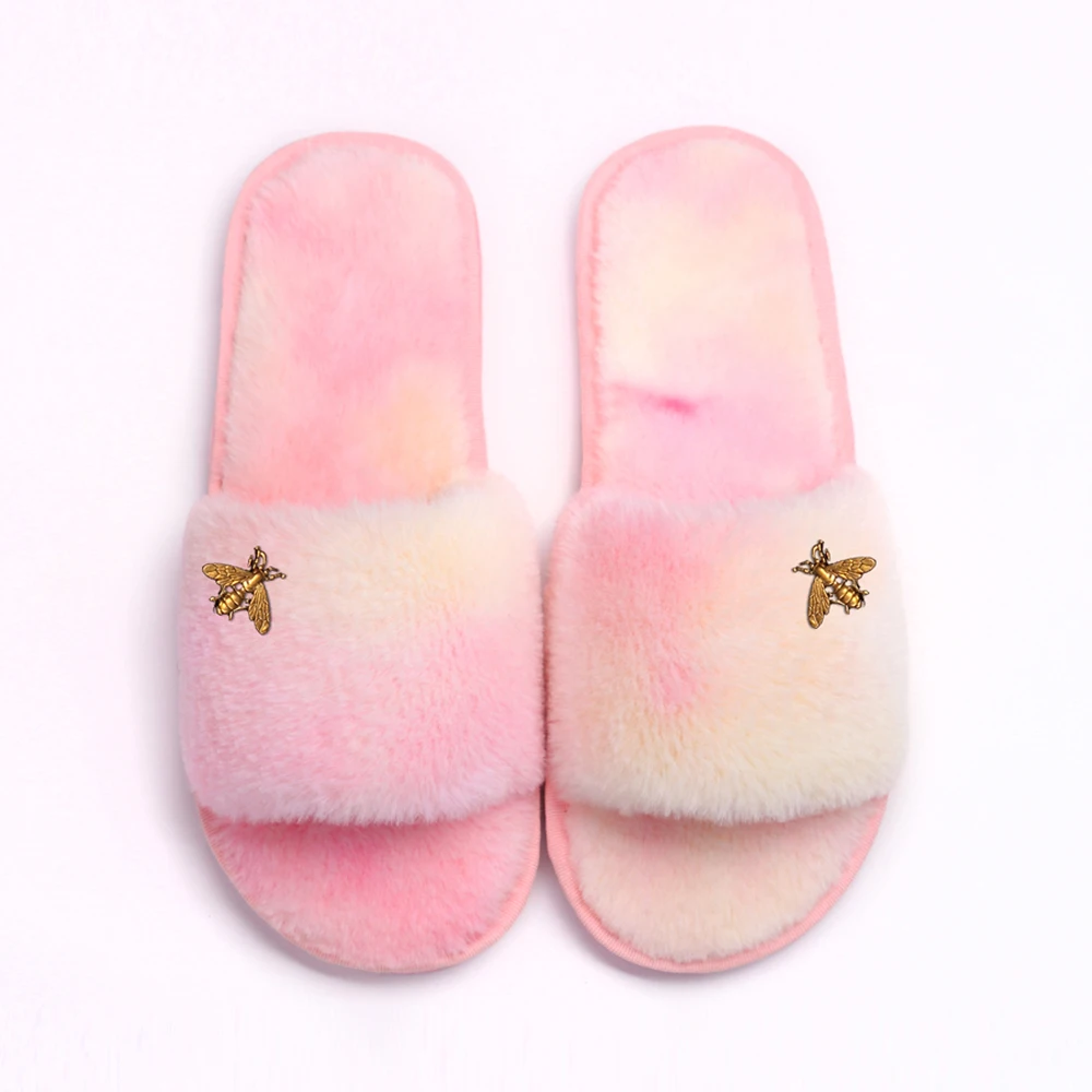 Insect Style Fluffy Faux Fur Slides Women's Fur Slippers Custom Gold Metal Flats Sandals Winter Flip-Flops Warm Designer Shoes
Insect Style Fluffy Faux Fur Slides Women's Fur Slippers Custom Gold Metal Flats Sandals Winter Flip-Flops Warm Designer Shoes
