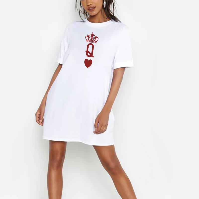 Dress Poker Q Print Women Loose Summer T-Shirt Dresses Korean Short Sleeve Streetwear Casual Pullover Robes 2021
Dress Poker Q Print Women Loose Summer T-Shirt Dresses Korean Short Sleeve Streetwear Casual Pullover Robes 2021