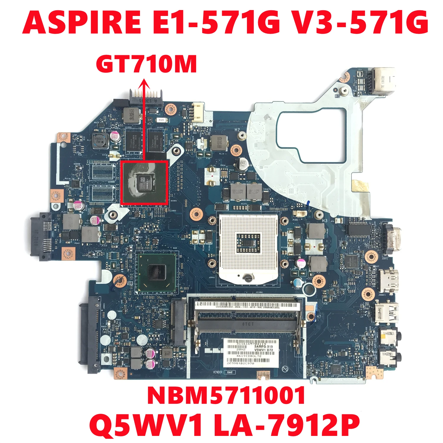 NBM5711001 NB.M5711.001 для Acer ASPIRE E1-571G материнская плата ноутбука Q5WV1 с фонарем HM77 100%