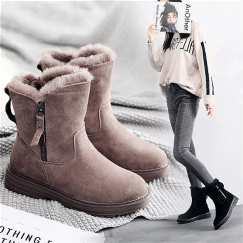 Snow Boots Female 2020 New Autumn Winter Students Plus Velvet Suede Leather Boots Cotton Women's Shoes Thick Warm Boots Black
Snow Boots Female 2020 New Autumn Winter Students Plus Velvet Suede Leather Boots Cotton Women's Shoes Thick Warm Boots Black