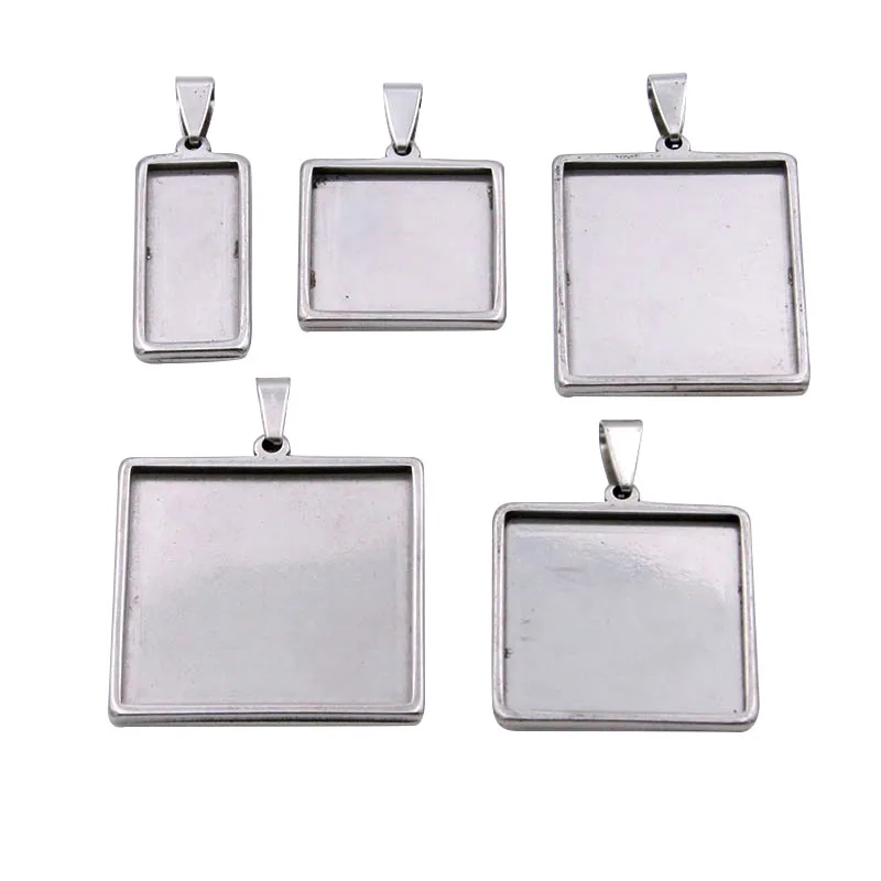 2pcs/lot Silver color 5 Styles Stainless Steel Square Cabochon Base Setting For DIY Pendant Tray Necklace Material
2pcs/lot Silver color 5 Styles Stainless Steel Square Cabochon Base Setting For DIY Pendant Tray Necklace Material