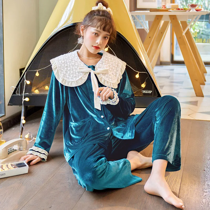 JRMISSLI Women Gold Velvet Pajamas Sets Sexy Lace Pyjamas Long Sleeve Long Pants Sleepwear PIjamas Suit Homewear
JRMISSLI Women Gold Velvet Pajamas Sets Sexy Lace Pyjamas Long Sleeve Long Pants Sleepwear PIjamas Suit Homewear