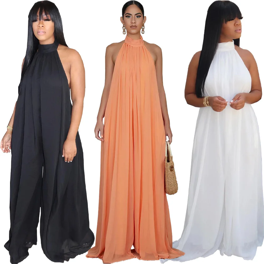 DN8510 European and American fashion women's sexy mesh loose straight leg plus size jumpsuit
DN8510 European and American fashion women's sexy mesh loose straight leg plus size jumpsuit