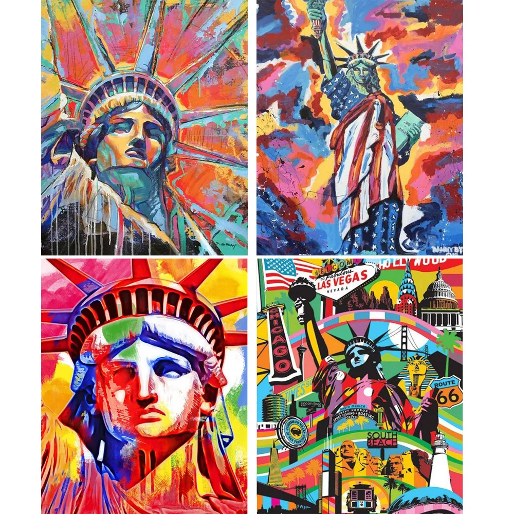 

DIY Painting By Numbers American Statue of Liberty Kit Oil Picture By Numbers Wall Art Paintings On Canvas Home Decoration Gift