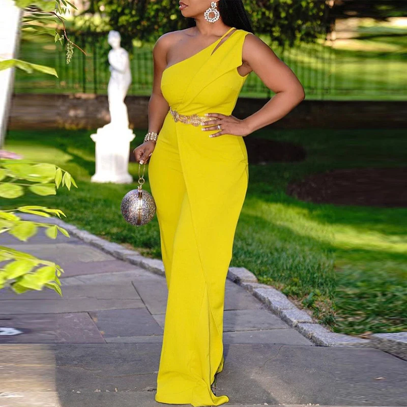 Yellow Women's Jumpsuit One Shoulder Solid Sexy Pansuits Straight Loose Pantsuits And Bodysuit Sweatshirt Trousers Set Plus Size
Yellow Women's Jumpsuit One Shoulder Solid Sexy Pansuits Straight Loose Pantsuits And Bodysuit Sweatshirt Trousers Set Plus Size