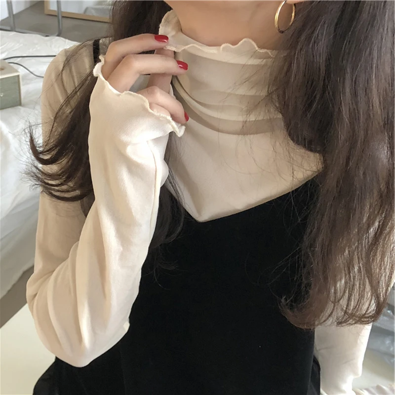 Fashion Mesh Solid Basic T Shirt Long Sleeve High Collar See-through T-shirt Thin Slim Street Casual Tee Shirts
Fashion Mesh Solid Basic T Shirt Long Sleeve High Collar See-through T-shirt Thin Slim Street Casual Tee Shirts