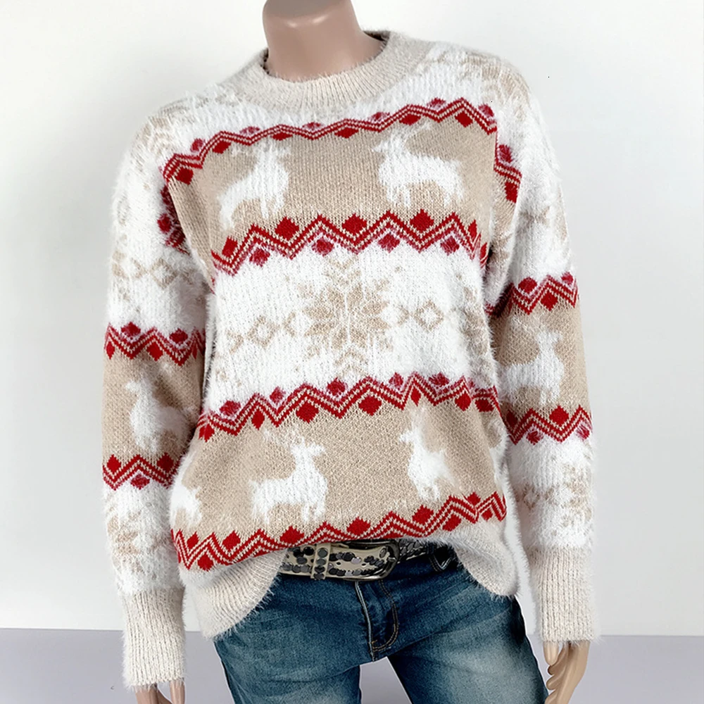 Merry Christmas Soft Women Sweater Quality Knitted Pullover Deer Snowflake Pattern Jumper Long Sleeve Red Pink Pull Female
Merry Christmas Soft Women Sweater Quality Knitted Pullover Deer Snowflake Pattern Jumper Long Sleeve Red Pink Pull Female