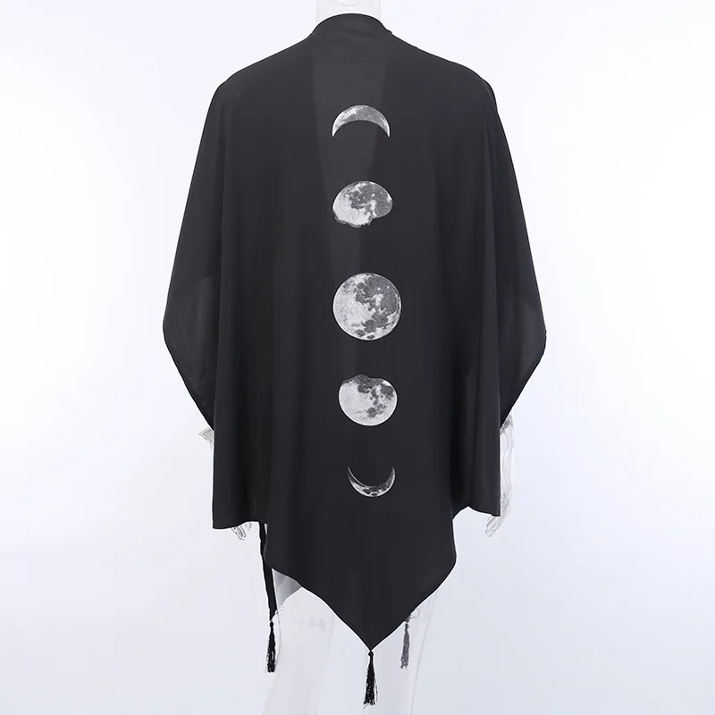 Moon Print Tassel Cloak Women Autumn Winter Gothic V-neck Loose Top Bat Capes Ponchos
Moon Print Tassel Cloak Women Autumn Winter Gothic V-neck Loose Top Bat Capes Ponchos