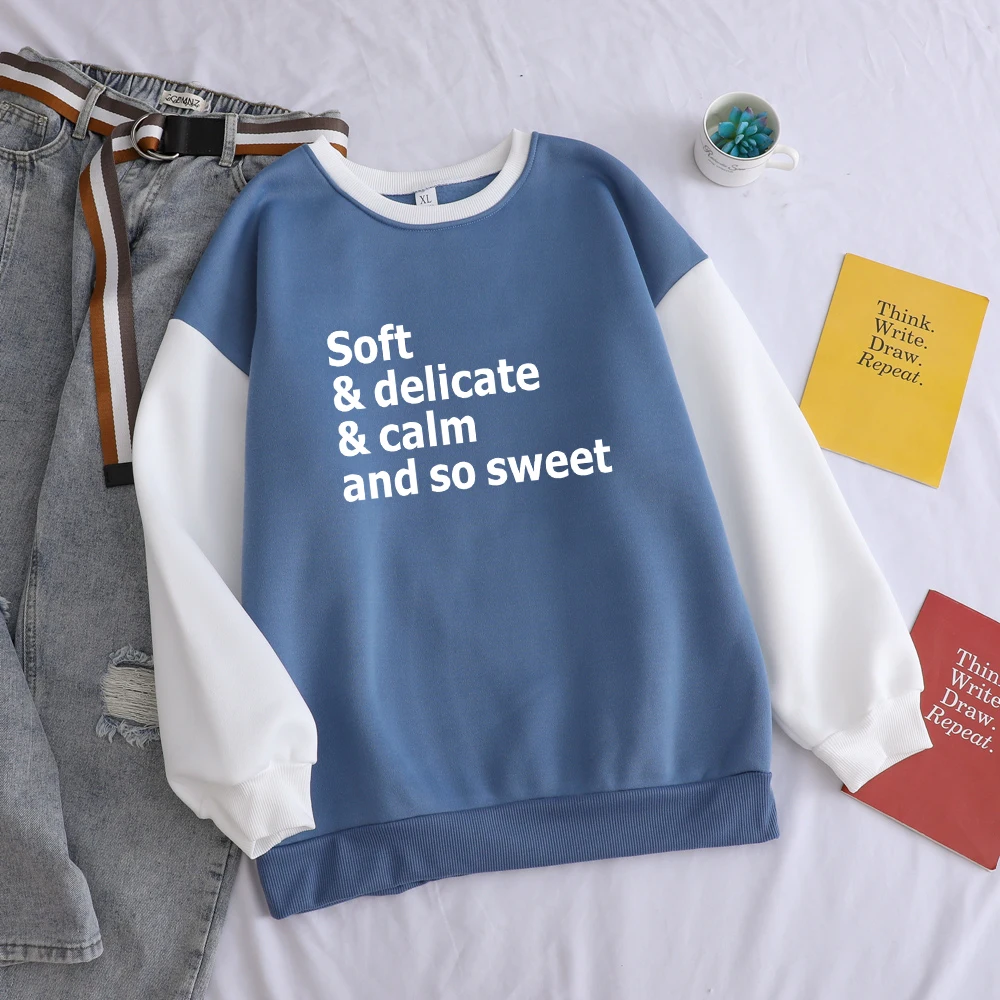 Letters Simple Print Hoodies Soft&Delicate&Calm And So Sweet Hot Sale Fashion Sweatshirts Hip Hop Casual Solid O-neck Spliced
Letters Simple Print Hoodies Soft&Delicate&Calm And So Sweet Hot Sale Fashion Sweatshirts Hip Hop Casual Solid O-neck Spliced