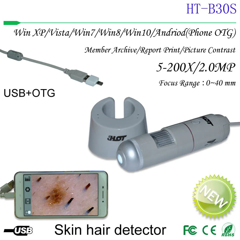 HT B30S 5 200X 2MP HD Портативный волос головы детектор волосяных фолликул ручной
