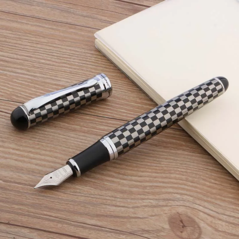 JINHAO 750 черно-белая шахматная решетчатая перьевая ручка со средним наконечником -