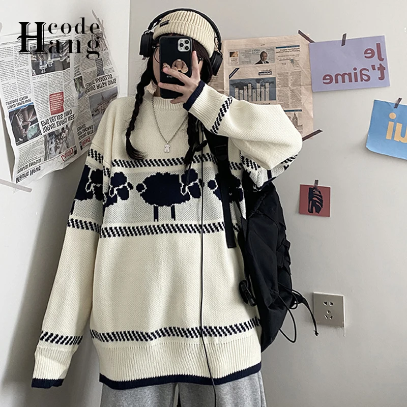 HangCode Good Quality Sweaters Women Vintage Cartoon Print Casual Oversize Knitted Pullover Tops Boyfriend Knitwear for Women
HangCode Good Quality Sweaters Women Vintage Cartoon Print Casual Oversize Knitted Pullover Tops Boyfriend Knitwear for Women