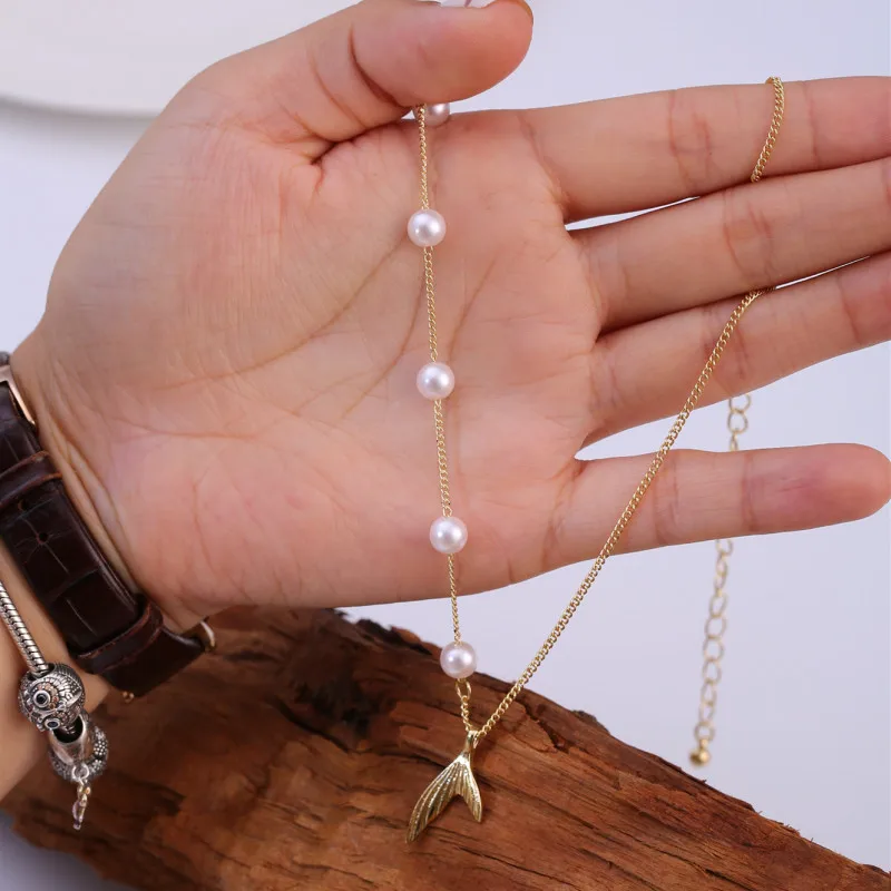Romantic Elegant Pearl Chain Beauty Fishtail Pendant Necklace For Woman Fashion Korean Jewelry Party Lady Clavicle Chain Chokers
Romantic Elegant Pearl Chain Beauty Fishtail Pendant Necklace For Woman Fashion Korean Jewelry Party Lady Clavicle Chain Chokers