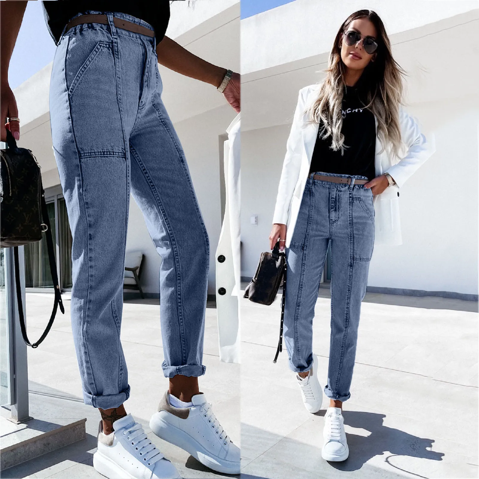 Casual temperament high-waist wash jeans with small feet, women pants, Women pants high rise jeans, Women pants high rise
Casual temperament high-waist wash jeans with small feet, women pants, Women pants high rise jeans, Women pants high rise
