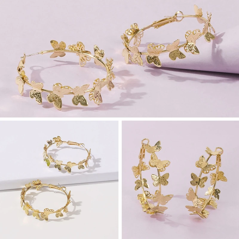 European And American Fashion Personality Gold Circle Butterfly Circle Earrings Jewelry Irregular Creative Retro Earrings
European And American Fashion Personality Gold Circle Butterfly Circle Earrings Jewelry Irregular Creative Retro Earrings