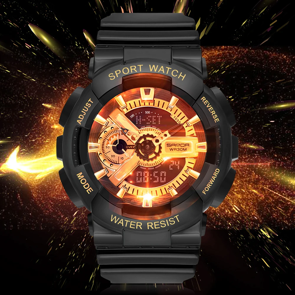 Мужские спортивные часы SANDA с двойным дисплеем, аналоговые цифровые светодиодные электронные кварцевые часы для пары, водонепроницаемые ча...
Мужские спортивные часы SANDA с двойным дисплеем, аналоговые цифровые светодиодные электронные кварцевые часы для пары, водонепроницаемые ча...