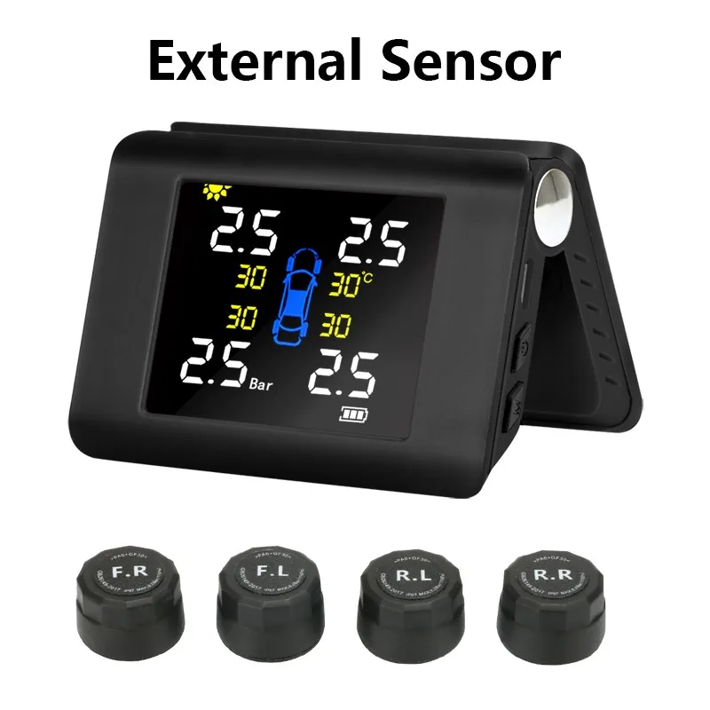 Auto Wireless Solar Car TPMS Tire Pressure Monitor System LCD Color Display Adjustable Brightness With 4 External Sensors
Auto Wireless Solar Car TPMS Tire Pressure Monitor System LCD Color Display Adjustable Brightness With 4 External Sensors