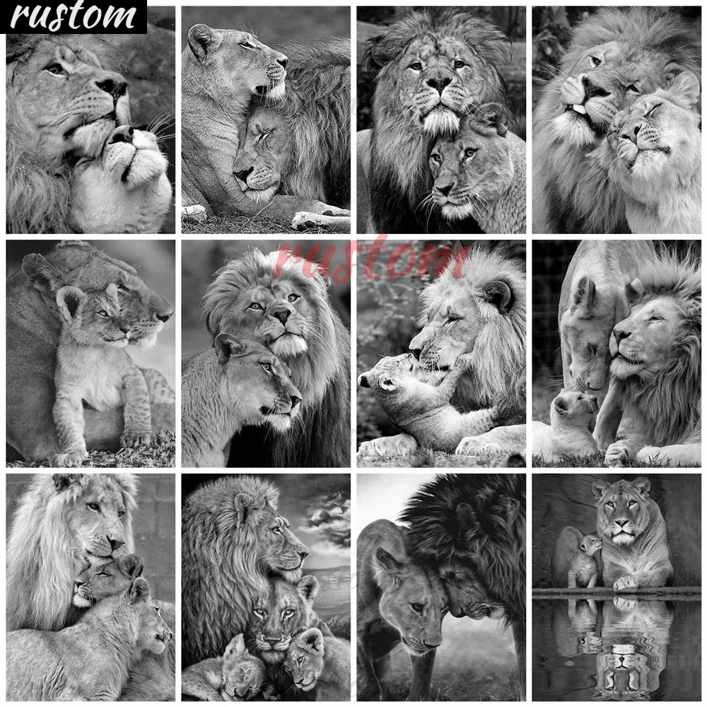 Black White Lion Diamond Painting 5D Diamond Embroidery Cross Stitch Full Square Mosaic Parent-child Animal Rustom Home decor
Black White Lion Diamond Painting 5D Diamond Embroidery Cross Stitch Full Square Mosaic Parent-child Animal Rustom Home decor