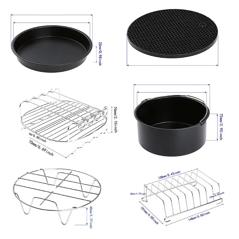 Drop Ship. 9pcs/set 8 Inch Air Fryer Baking Pan Rack Accessories for Gowise Phillips Cozyna Secura Airfryer 4.2 5.8QT
Drop Ship. 9pcs/set 8 Inch Air Fryer Baking Pan Rack Accessories for Gowise Phillips Cozyna Secura Airfryer 4.2 5.8QT