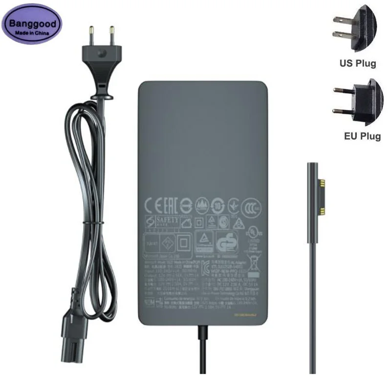 

US/EU Plug 12V 2.6A 2.58A 36W AC Adapter Cable Charger For Microsoft Surface Pro 3 4 5 Pro3 Pro4 core i5 1625 1724 Power Supply