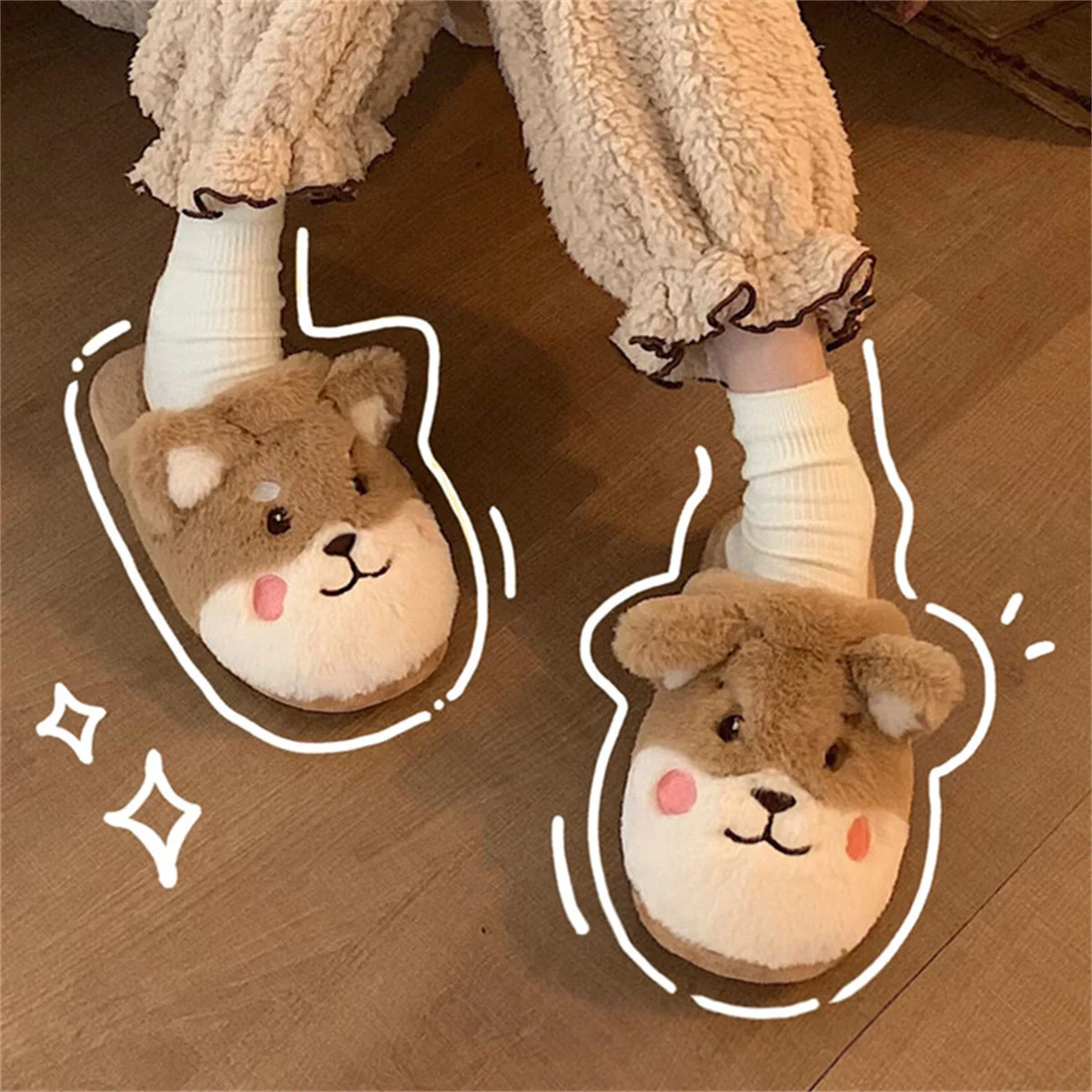 SP&CITY Ins Korean Cartoon Dog Cute Slippers Women's Winter Plush Indoor Warm Shoes Fashion Student Lovely Home Cotton Slippers
SP&CITY Ins Korean Cartoon Dog Cute Slippers Women's Winter Plush Indoor Warm Shoes Fashion Student Lovely Home Cotton Slippers