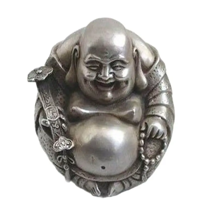 

Collect Rare Tibet Silver "Happy "Buddha Statue