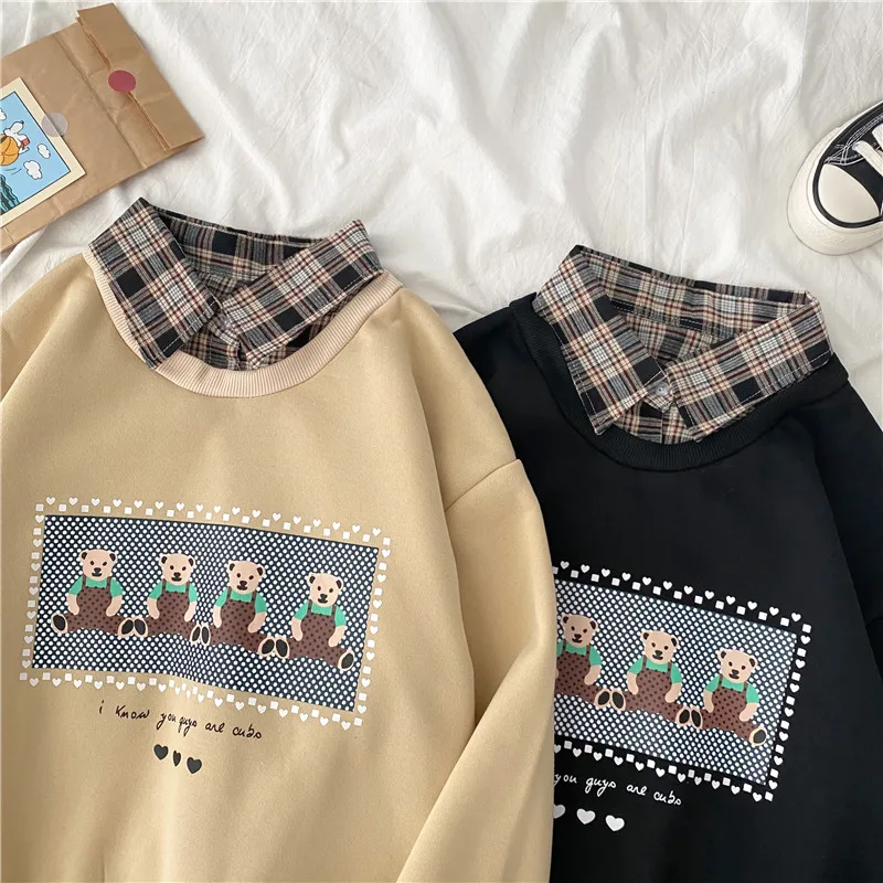 Fashion Korean winter new warm Streetwear Vintage Bear print Sweatshirts Women Casual Long Sleeve fleece Oversized Girls Hoodies
Fashion Korean winter new warm Streetwear Vintage Bear print Sweatshirts Women Casual Long Sleeve fleece Oversized Girls Hoodies