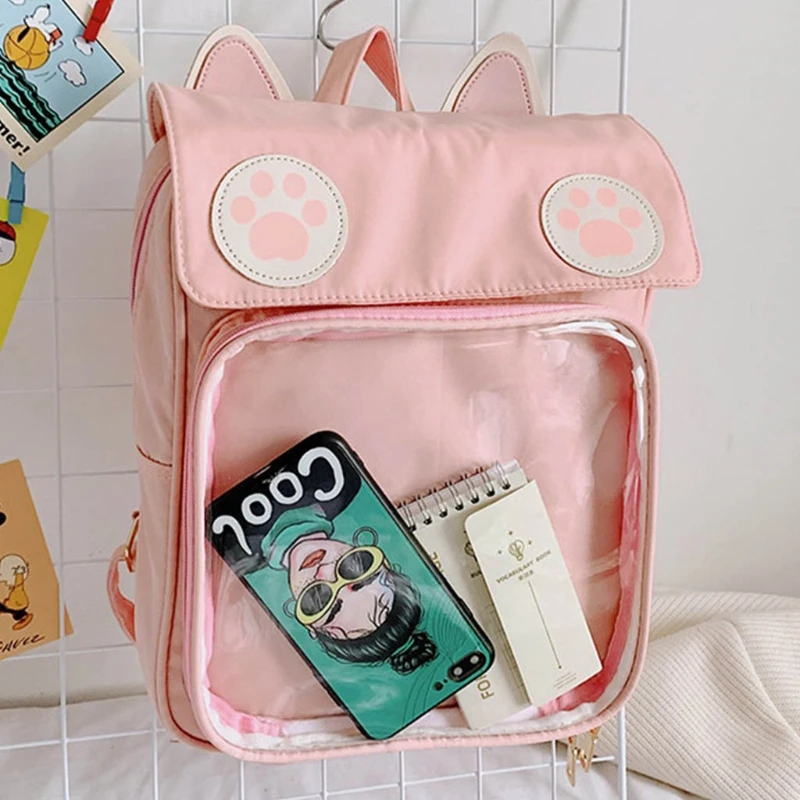 Cute Ear Backpack Large Capacity Transparent Front Pocket Handbag Multipurpose M68C
Cute Ear Backpack Large Capacity Transparent Front Pocket Handbag Multipurpose M68C