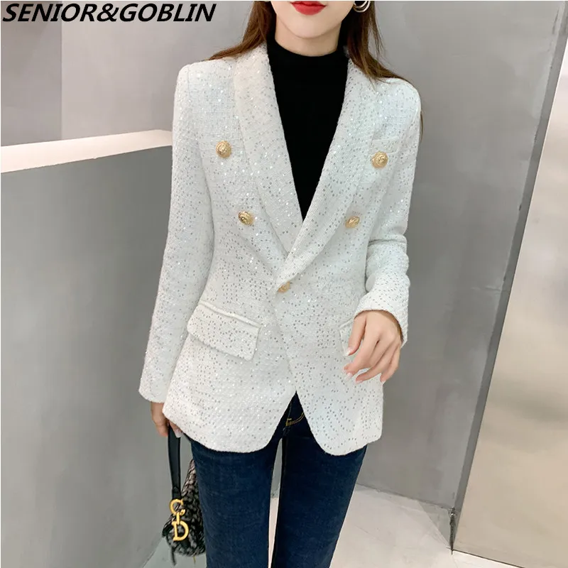 2023 Designer Runway Blazer Women's Double Breasted Metal Button Long Sleeve Retro Jacket Wool Blends Tweed Sequined Blazer Coat
2023 Designer Runway Blazer Women's Double Breasted Metal Button Long Sleeve Retro Jacket Wool Blends Tweed Sequined Blazer Coat