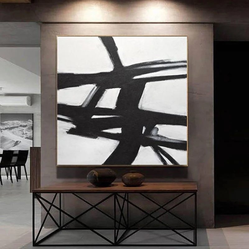 Black and white wall art minimalist painting modern abstract Kline style art on canvas square acrylic painting
Black and white wall art minimalist painting modern abstract Kline style art on canvas square acrylic painting