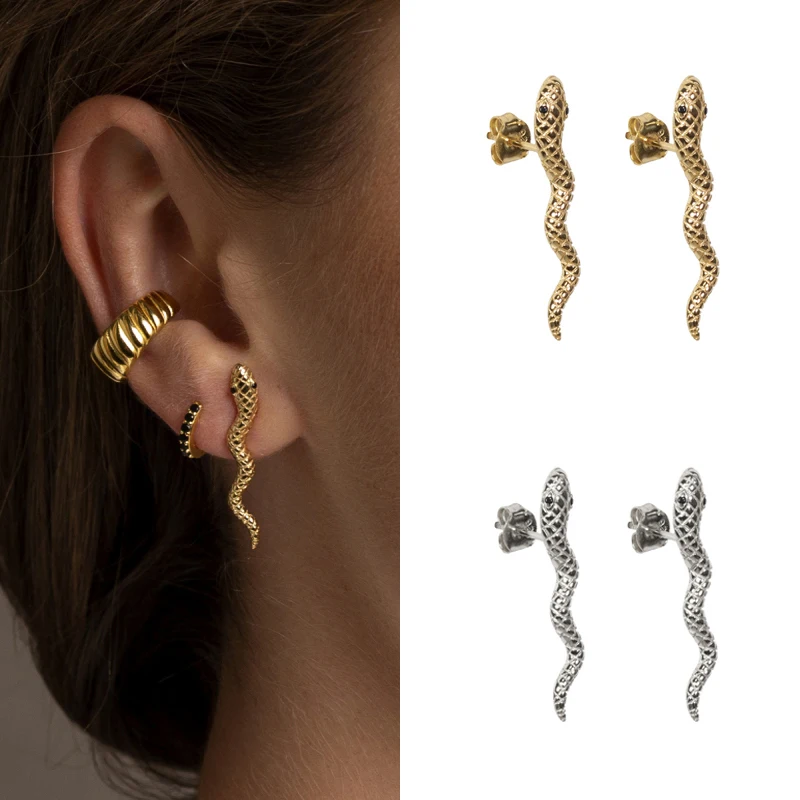 CRMYA Gold Silver Filled Stud Earrings for Women Fashion CZ Zircon Hiphop Gothic Snake Ear Rings Men Party Jewelry
CRMYA Gold Silver Filled Stud Earrings for Women Fashion CZ Zircon Hiphop Gothic Snake Ear Rings Men Party Jewelry