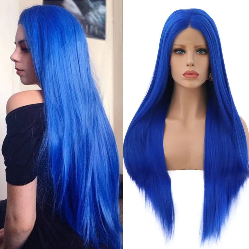 BETTYLOVE Hand Tied Blue Wig Long Straight Wigs Glueless High Temperature Hair Synthetic Lace Front Wigs for Women Party Wig
BETTYLOVE Hand Tied Blue Wig Long Straight Wigs Glueless High Temperature Hair Synthetic Lace Front Wigs for Women Party Wig