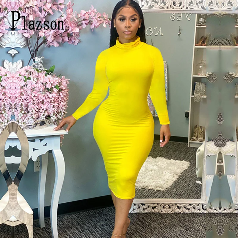 2022 Spring Fall Robe Femme Women Bodycon Midi Dress Long Sleeve High Neck Dresses Outfits Fashion Casual Female Pencil Vestido
2022 Spring Fall Robe Femme Women Bodycon Midi Dress Long Sleeve High Neck Dresses Outfits Fashion Casual Female Pencil Vestido