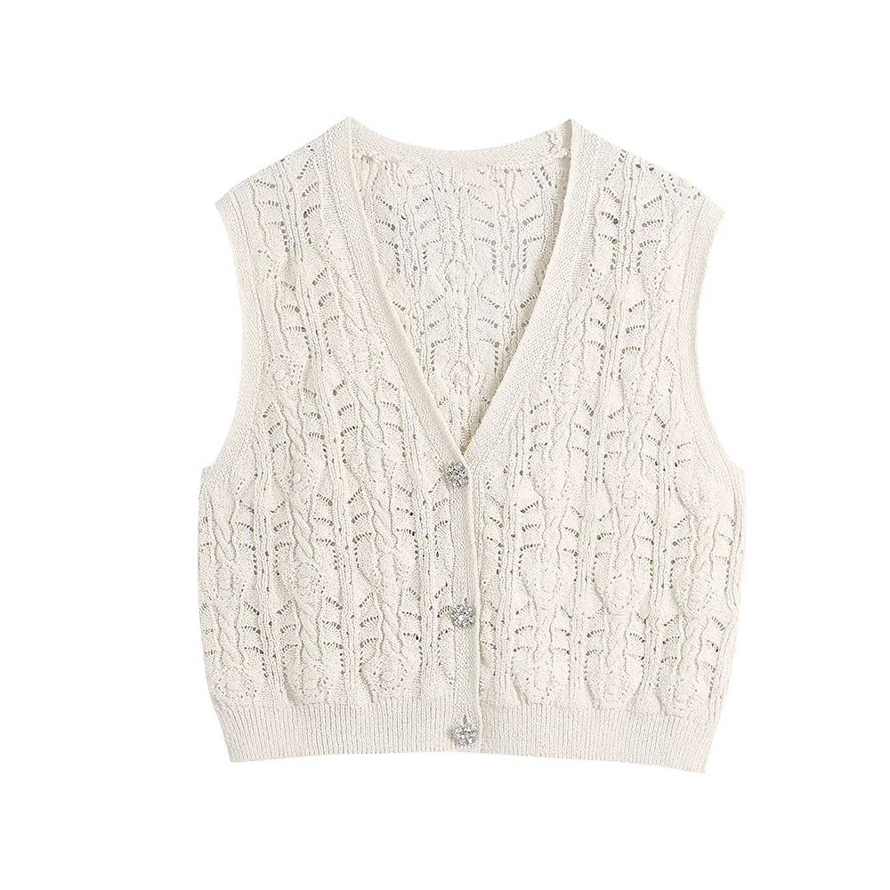 Casual Sweaters Vest Women 2021 V Neck Sleeveless Openwork Knitted Cardigan Vest Rhinestone Button Up Cropped Cardigan Waistcoat
Casual Sweaters Vest Women 2021 V Neck Sleeveless Openwork Knitted Cardigan Vest Rhinestone Button Up Cropped Cardigan Waistcoat
